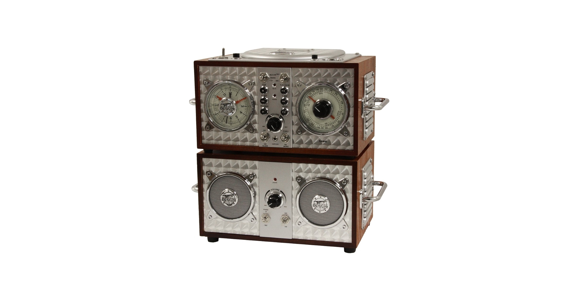 Polyconcepts Spirit of St. Louis Wooden Alarm Clock Cd Radio